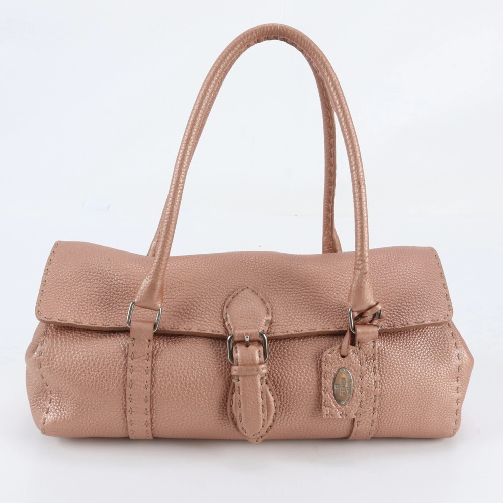 Fendi Selleria Linda Leather Shoulder Bag Tote Handbag Pink Women's